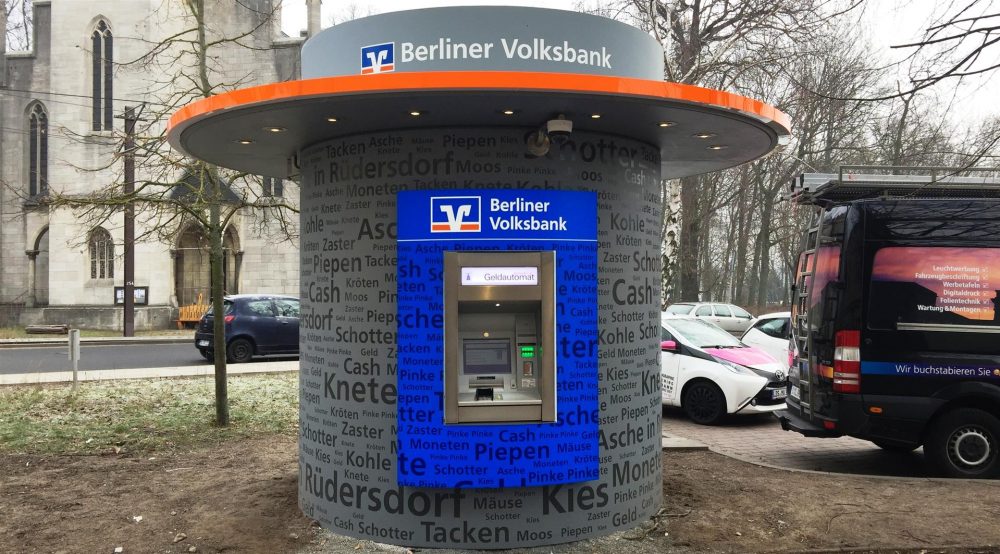 Veloform bboxx Geldautomat Window Vordach Berliner Volksbank